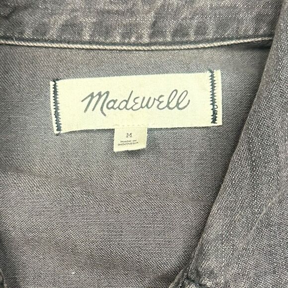 MADEWELL Women’s Lunar Wash Short Sleeve Button Front Utility Shirt Top Medium - Picture 5 of 7